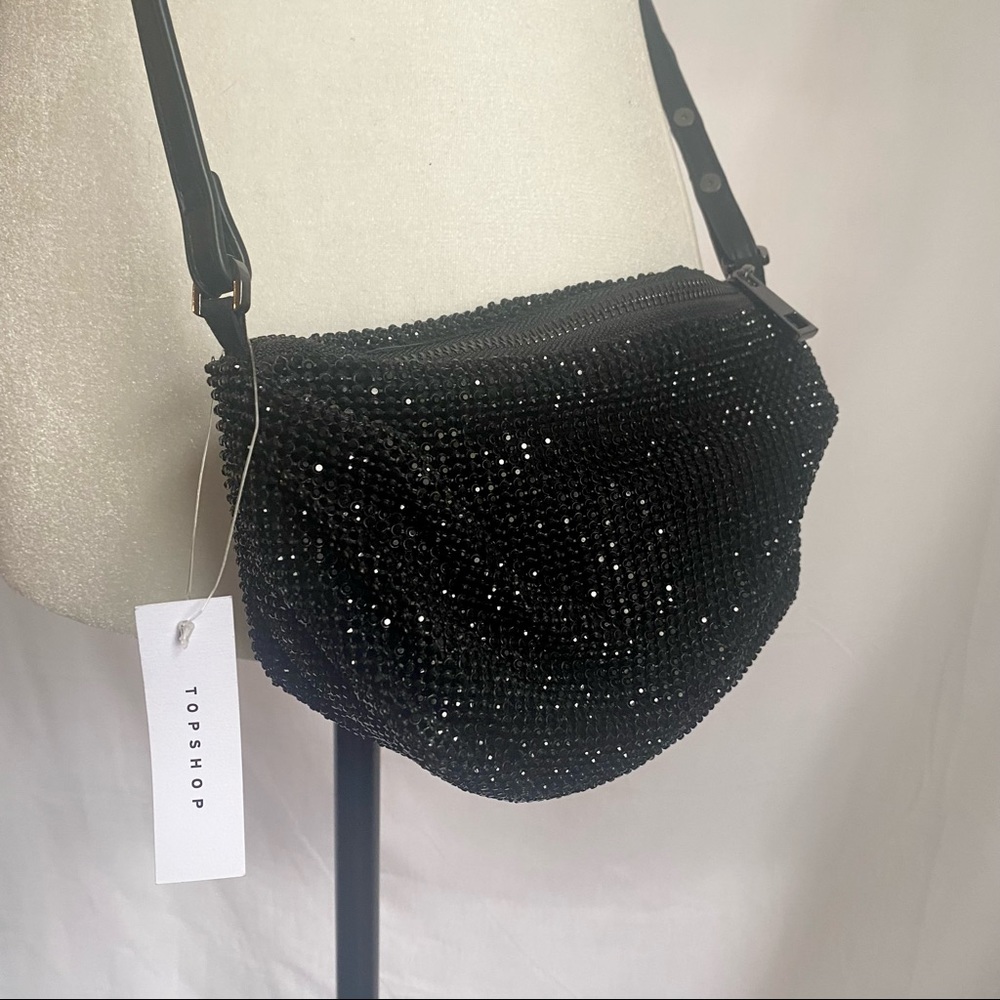 TopShop Black Sparkling Crossbody Bag